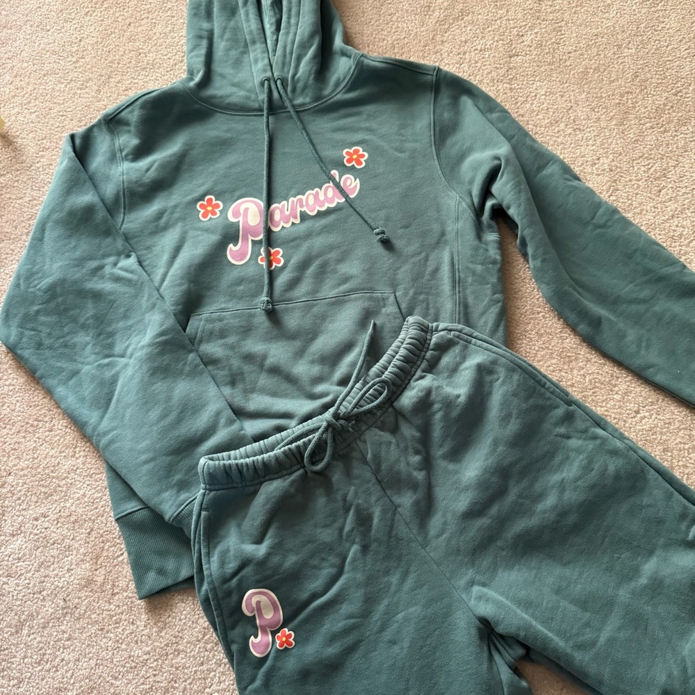 Blue/Green Parade Hoodie and Sweatpants Set (XS)